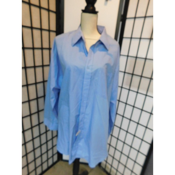Haband Mens Long Sleeve Button Up 18 1/2L Light Blue - Picture 1 of 4